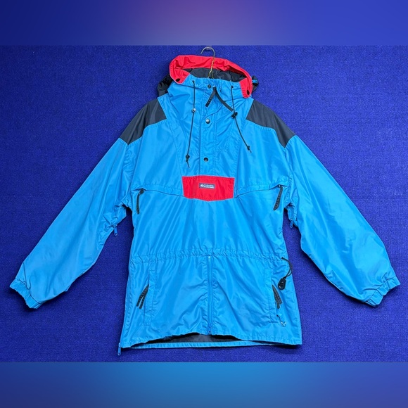 Vintage 90s Columbia Radial Sleeve Color Block Anorak Pullover Jacket Size Md - Picture 4 of 9